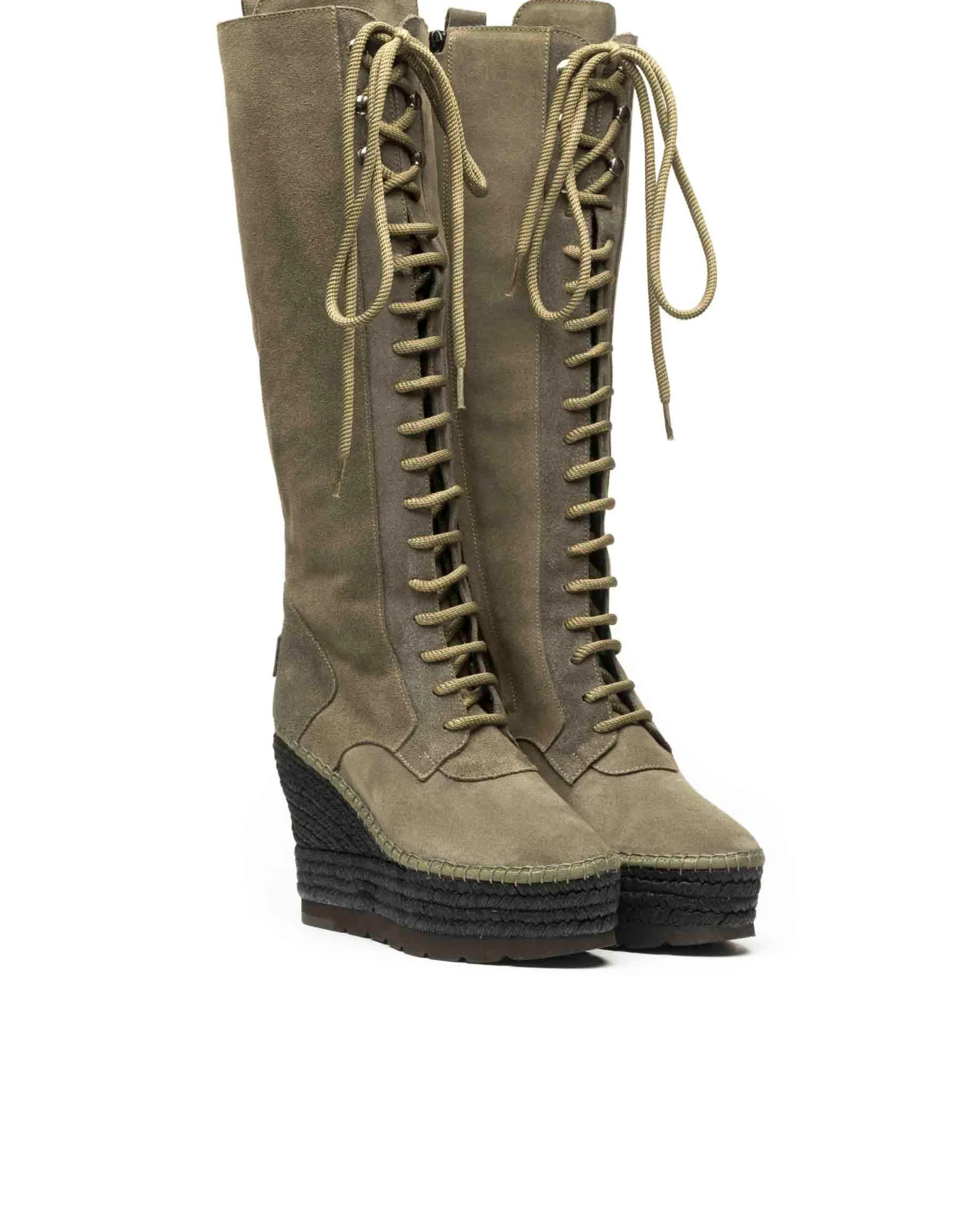 Bota alta en serraje kaki Tilo 7