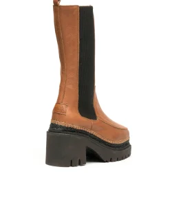 Bota alta en velvet cuero Panteta