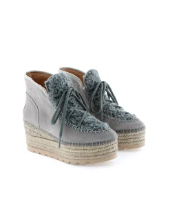 Bota baja borreguito en serraje gris Creta
