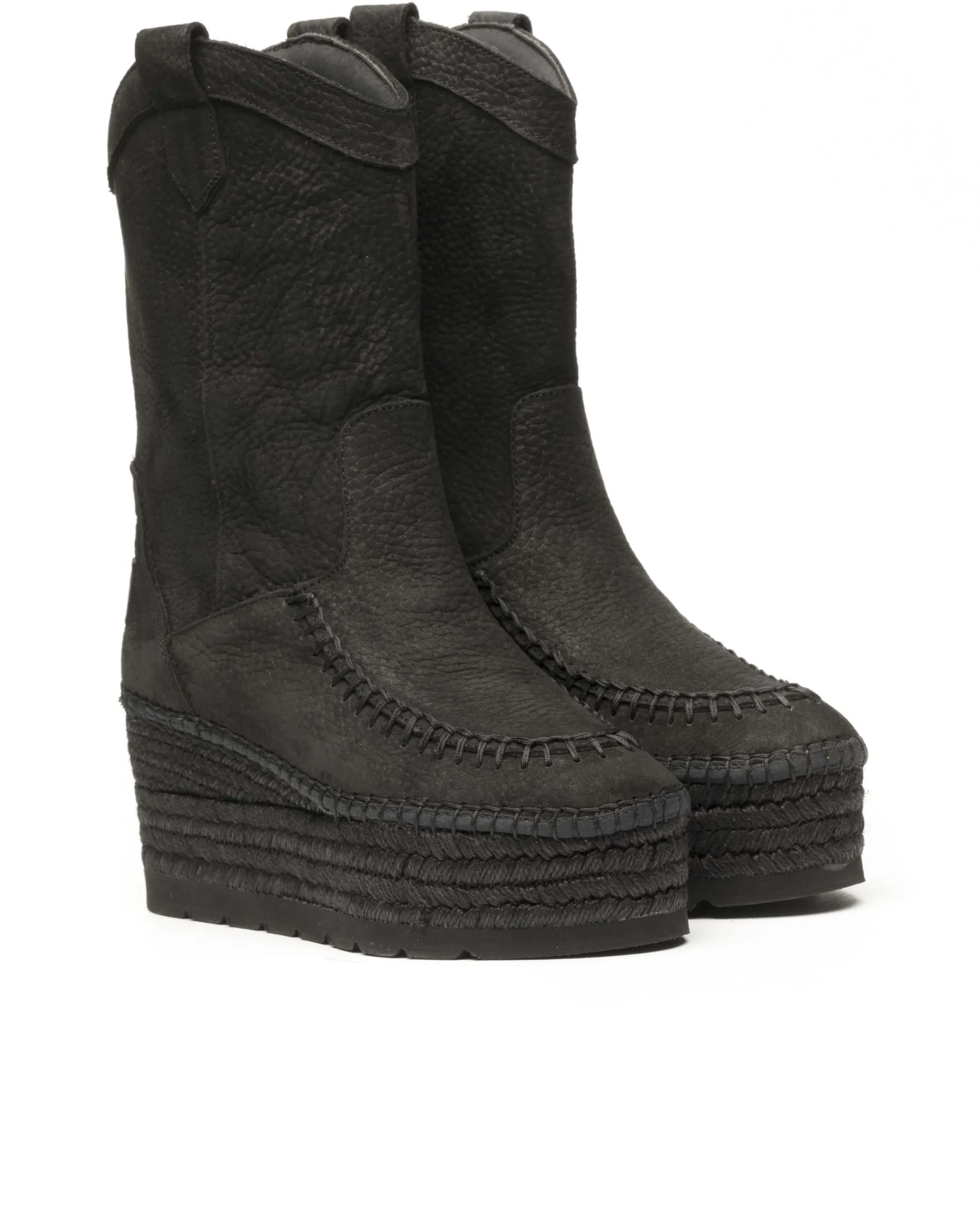 Bota Cowboy en nobuk negro Creta