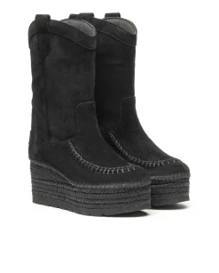 Bota Cowboy en serraje negro Creta