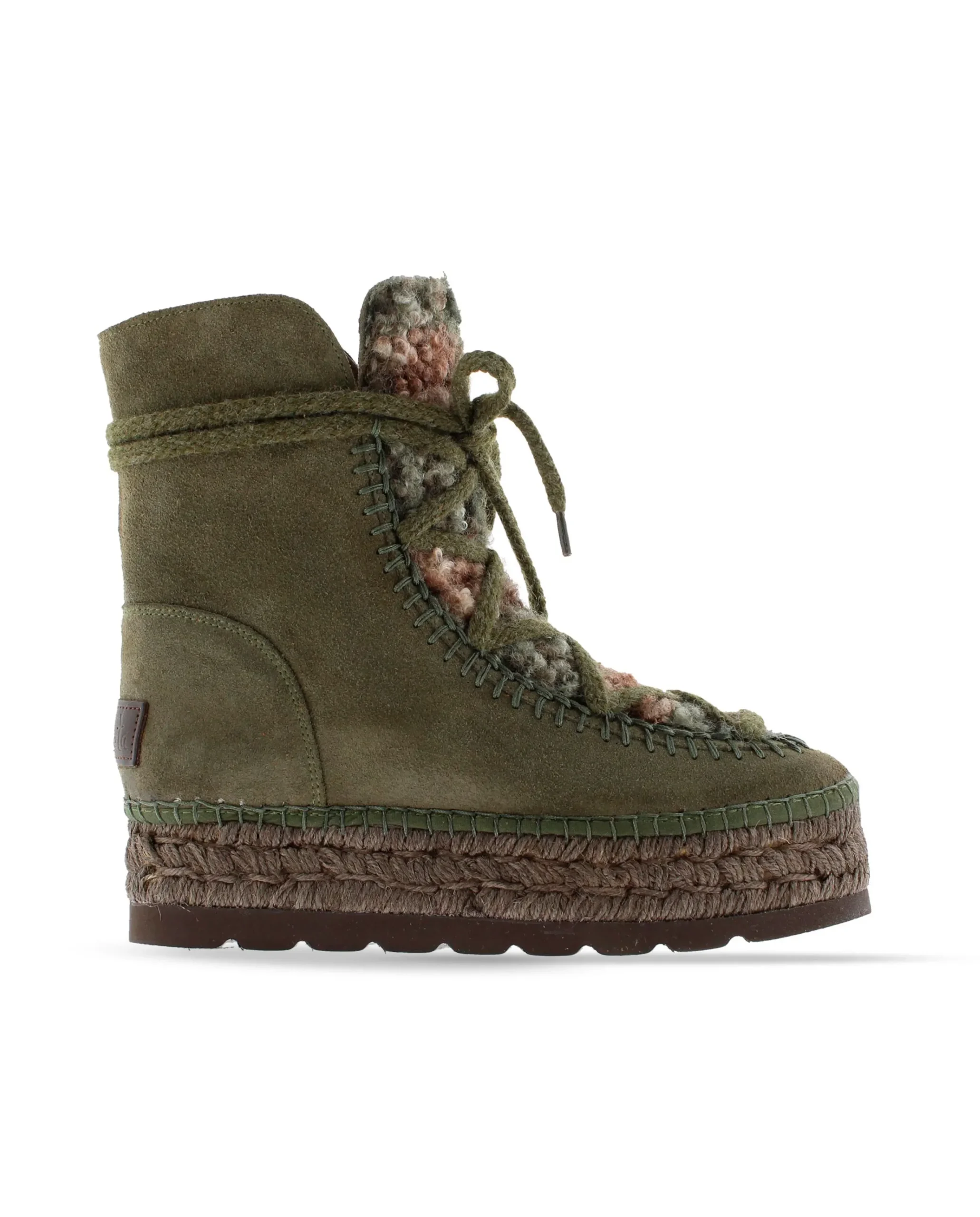 Botin borreguito en serraje kaki Merce Doble