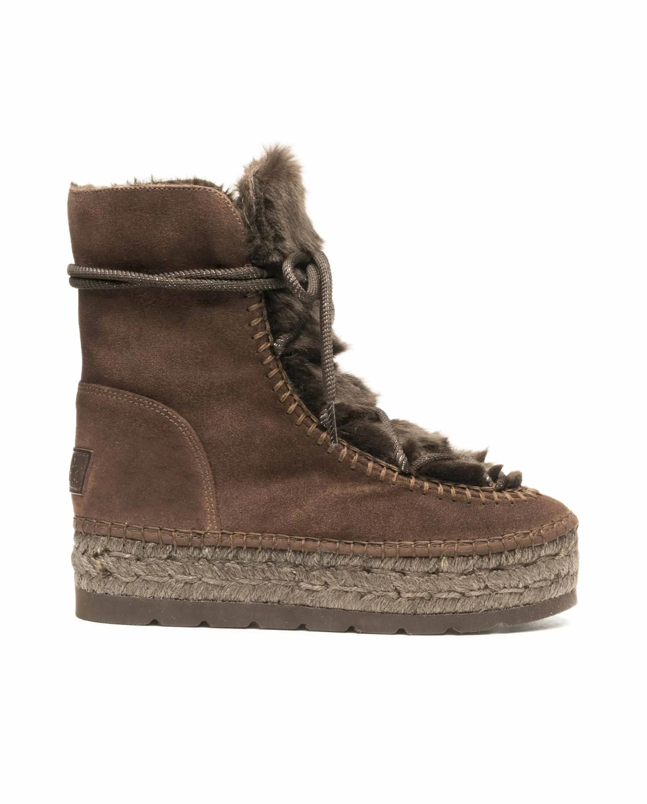 Botin con pelo en serraje testa Merce Doble