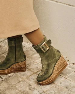 Botin hebilla en serraje kaki Tilo 5