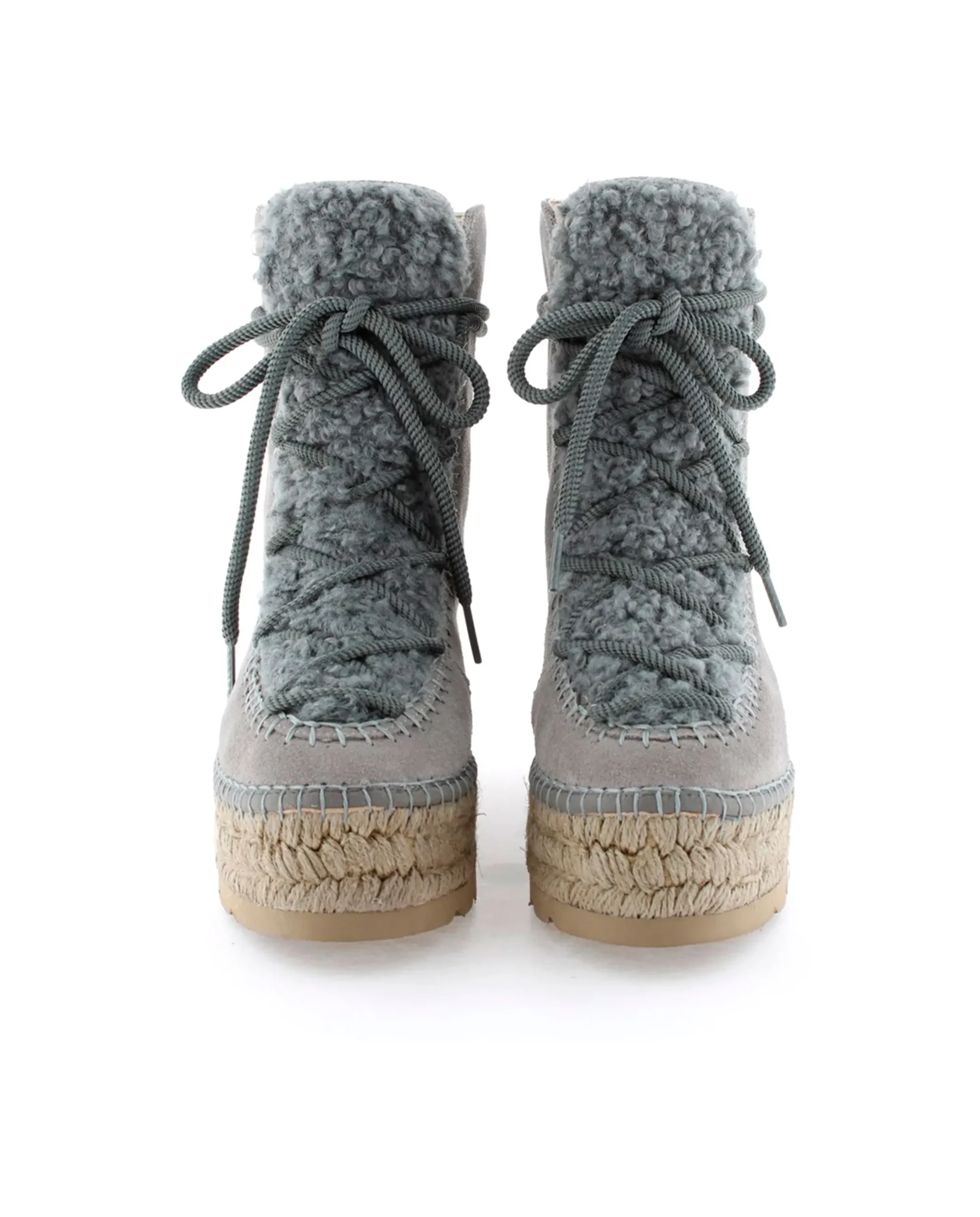 Botin plataforma en serraje gris Merce Doble
