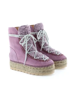 Botin plataforma en serraje violeta Merce Doble