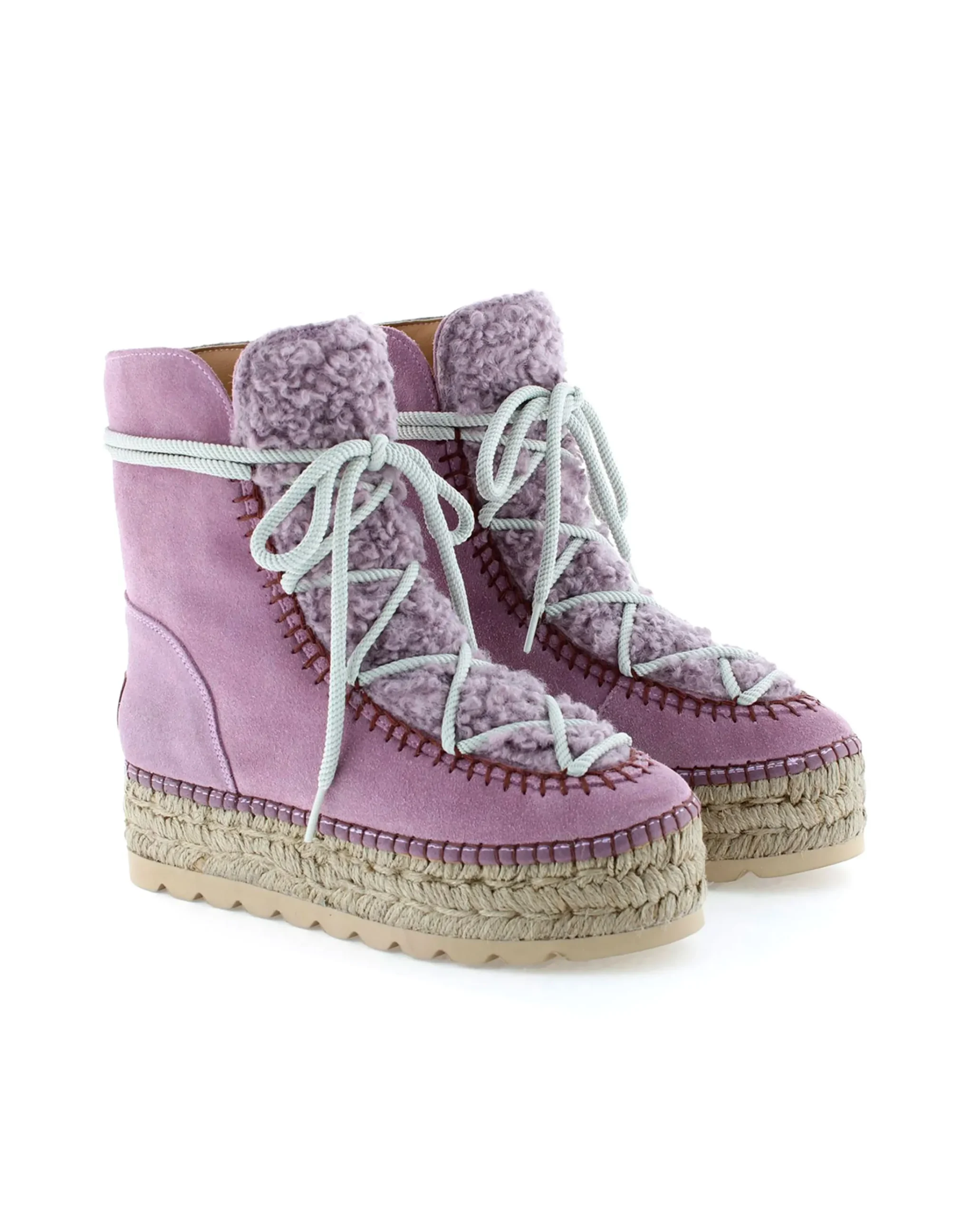 Botin plataforma en serraje violeta Merce Doble