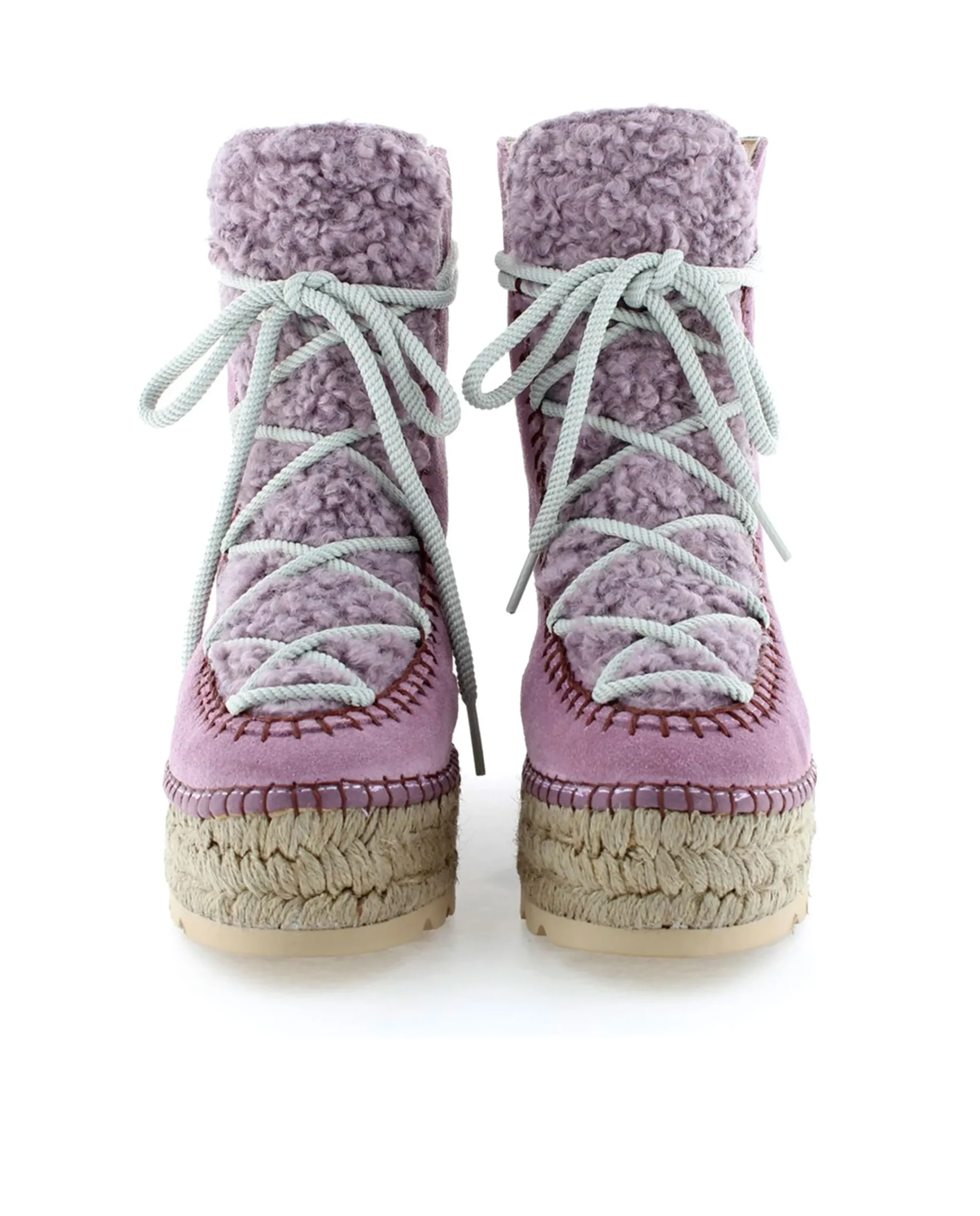 Botin plataforma en serraje violeta Merce Doble