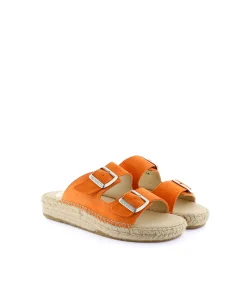 Sandalia bio en serraje naranja Bahía