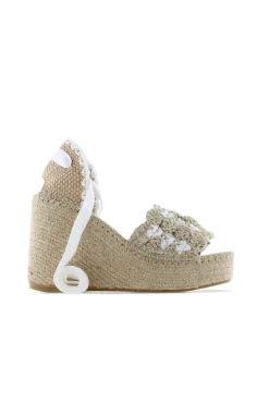 Sandalia cintas en ganchillo fluor blanco