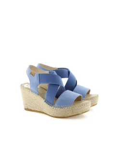 Sandalia elásticos en serraje jeans Dominica
