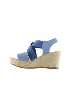 Sandalia elásticos en serraje jeans Dominica