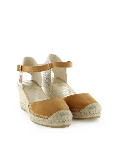Sandalia en serraje cuero Clavel