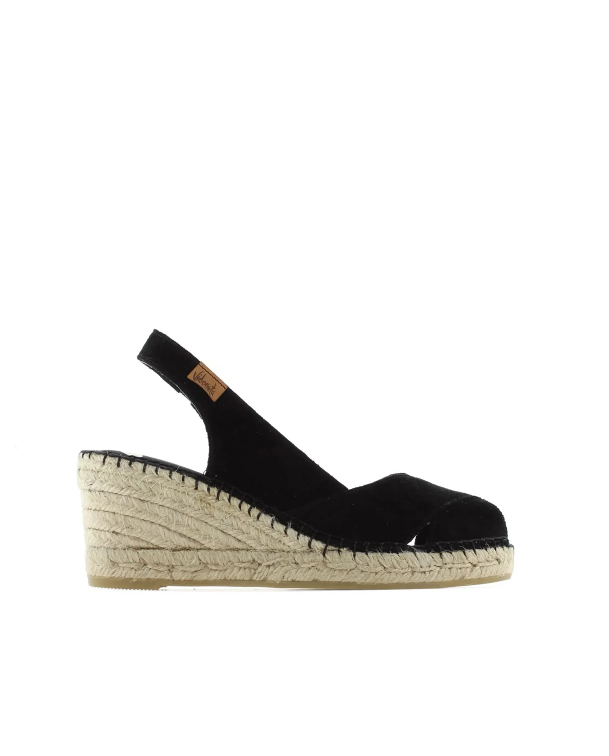 Sandalia en serraje negro Clavel