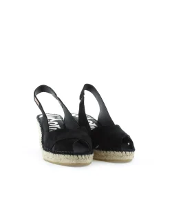 Sandalia en serraje negro Clavel