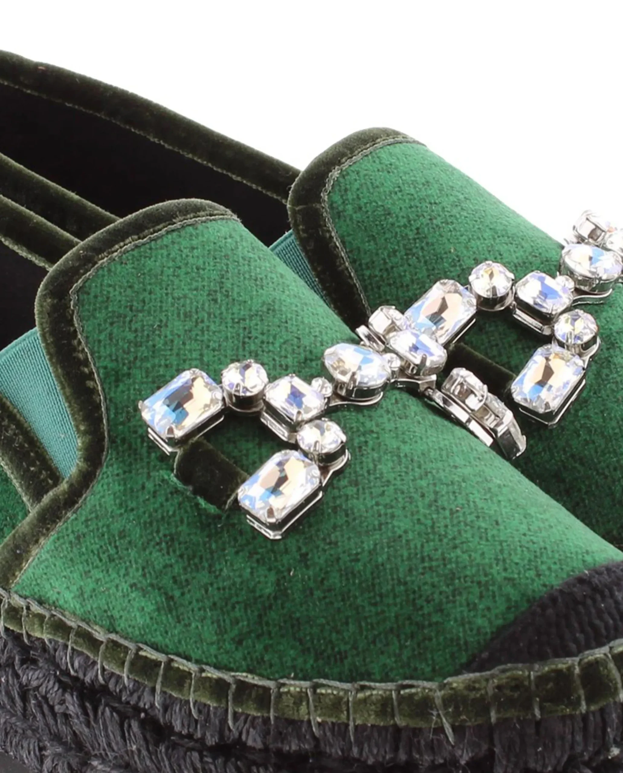 Slipper detalle en terciopelo verde Merce Doble