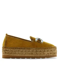 Slipper detalle en terciopelo mostaza Merce Doble