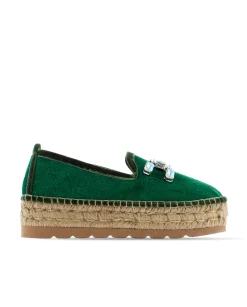 Slipper detalle en terciopelo verde Merce Doble