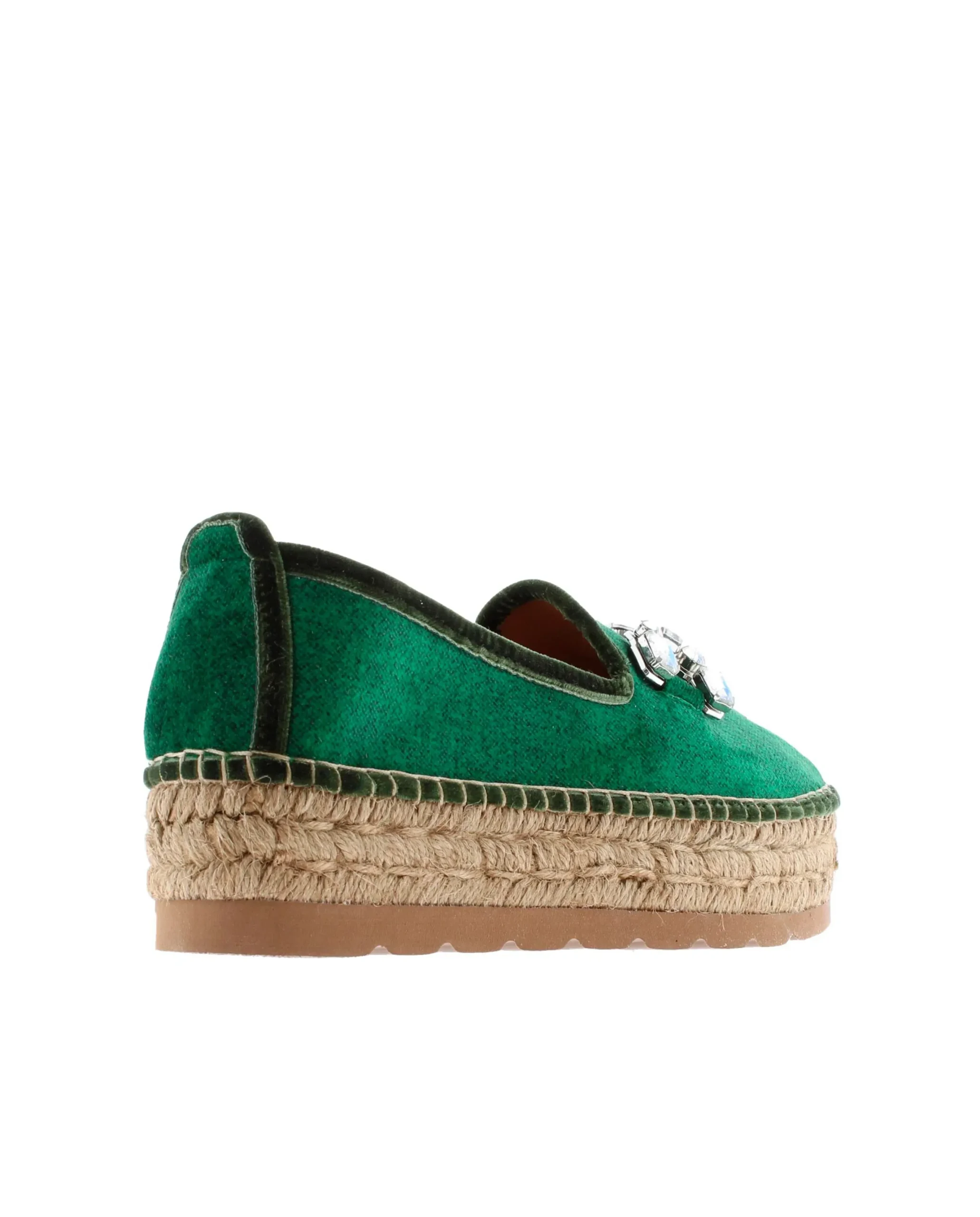 Slipper detalle en terciopelo verde Merce Doble
