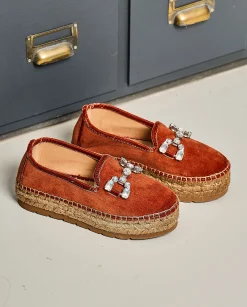 Slipper detalle en terciopelo teja Merce Doble