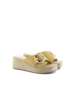 Zueco broche en serraje limón Vinci