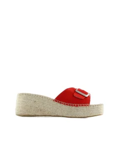 Zueco hebilla en serraje rojo Vinci