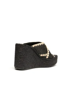 Zueco rafia negro Monet